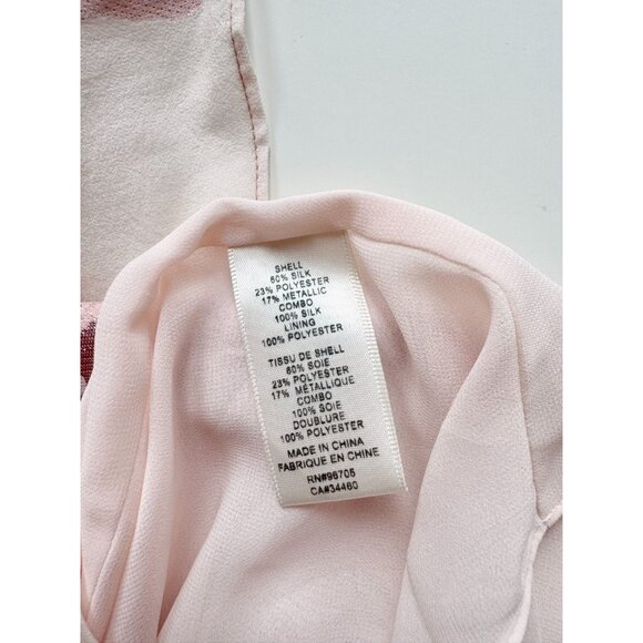 REBECCA TAYLOR Pink Metallic Floral Silk Georgette Flutter Sleeve Blouse, Size M - Picture 13 of 15